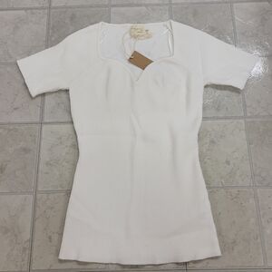 NWT Dreamers By Debut White Sweetheart Neckline Short Sleeve Sweater Size S/M